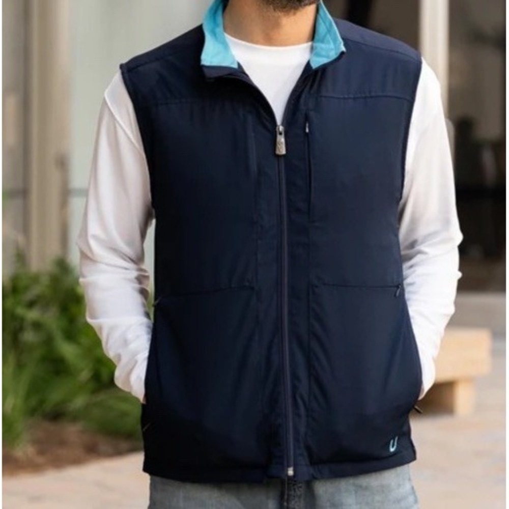 NWT SCOTTeVEST Best Travel Vest Mens XL Blue Aqua TEC 26 Pockets Utility $199